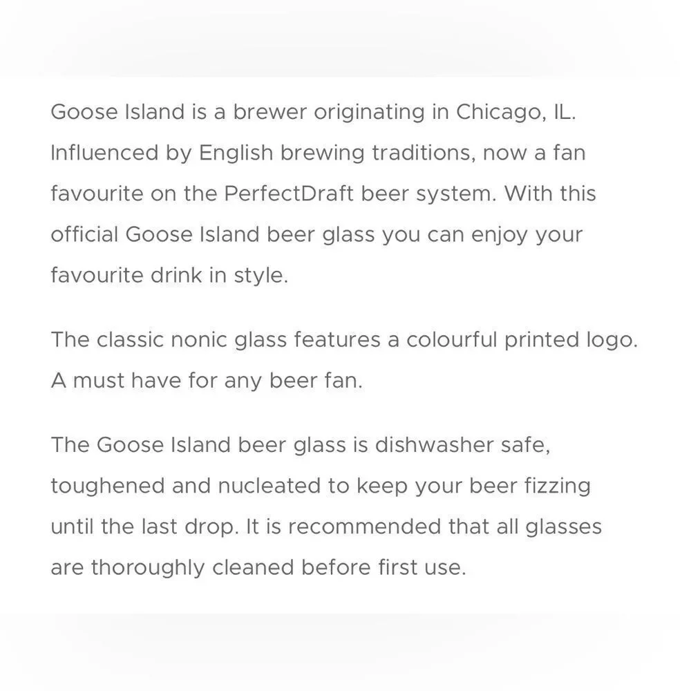 Goose Island Brewing Chicago 6 Oz Clear Glass Bar Accessory 4 In Tall 2 In Round
